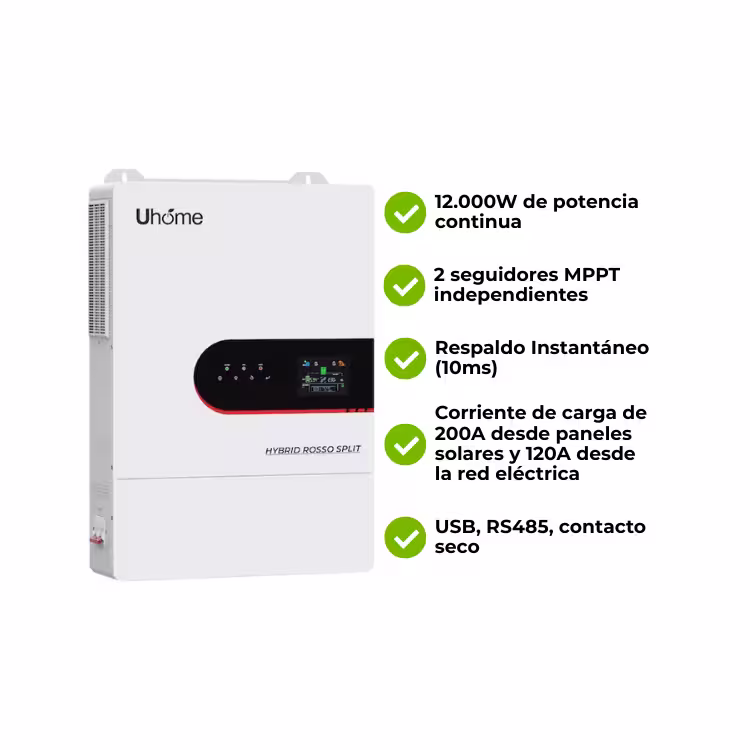 Inversor Cargador 12000W 48V Solar Fase Dividida Uhome UHX-12K-2P  Rosso Split - Vista principal