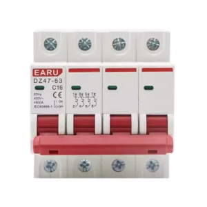 Switch Termomagnetico Earu 4 Polos Din Rail 220v 400v 16A - Imagen 1